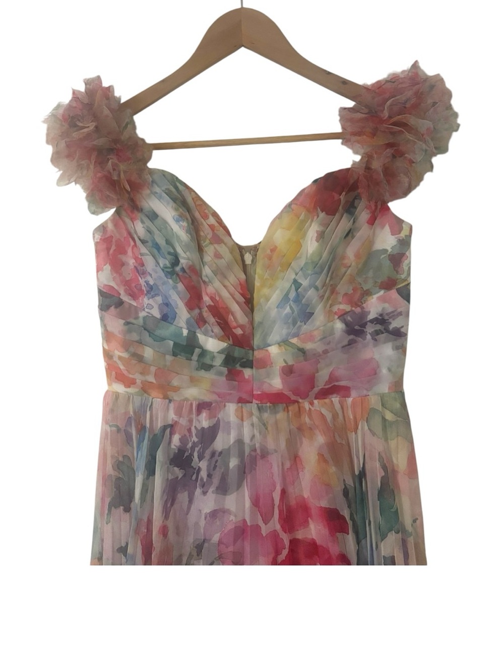 Marchesa Notte Off-The-Shoulder Chiffon Gown - Picture 4 of 5
